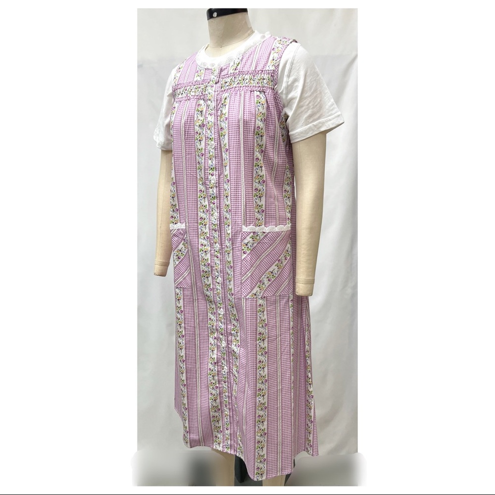 Lanz of Salzburg Purple White Floral Check Sleeveless Jumper Dress
